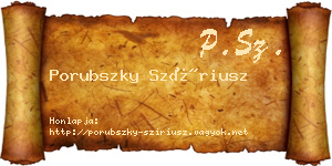 Porubszky Szíriusz névjegykártya