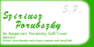 sziriusz porubszky business card